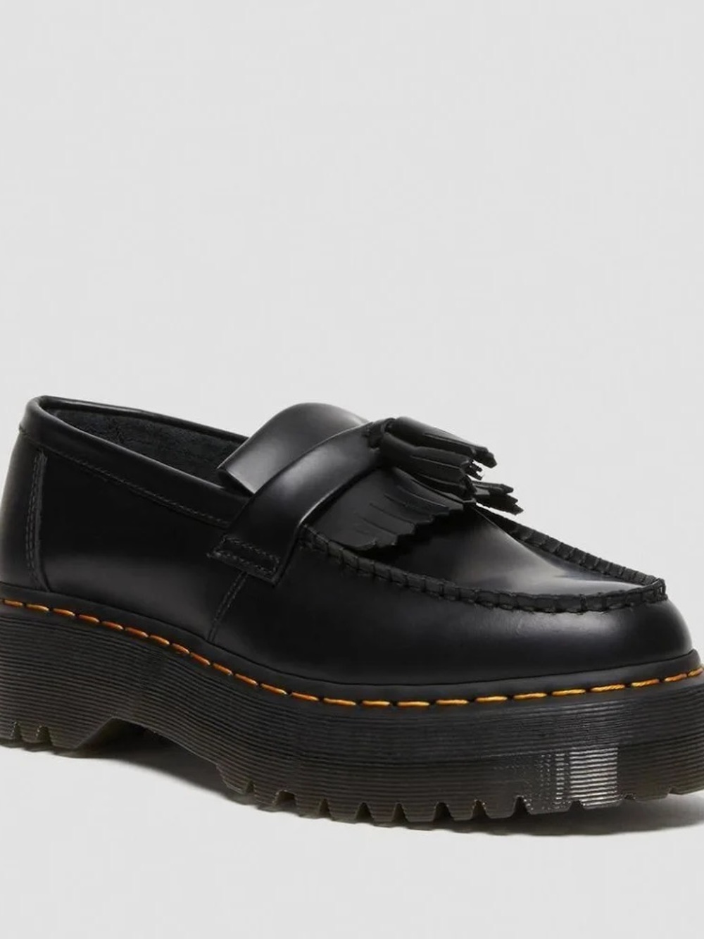 Dr. Martens Black Leather Kiltie Tassel Platform Loafer